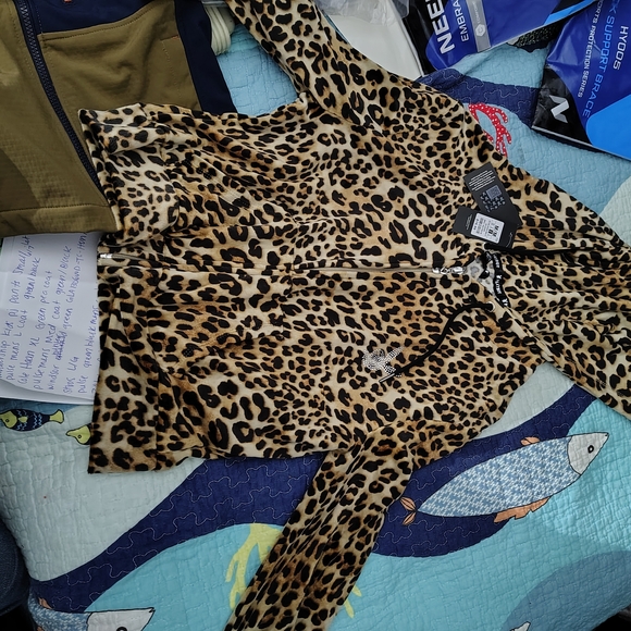 PLAYBOY Tan and Black Leopard Print Hoodie - Picture 1 of 4